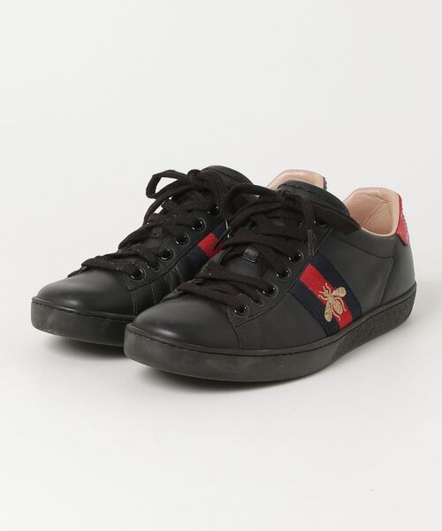 GUCCI グッチブラック ロゴ入り カジュアルスニーカー GUCCI（グッチ） エンブロイダリー ローカットスニーカー 36.5
