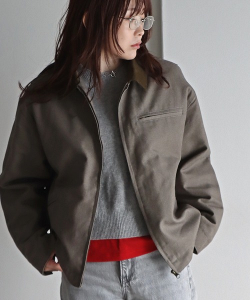 ブルゾン アウター 襟コーデュロイダックジャケット レディース メンズ