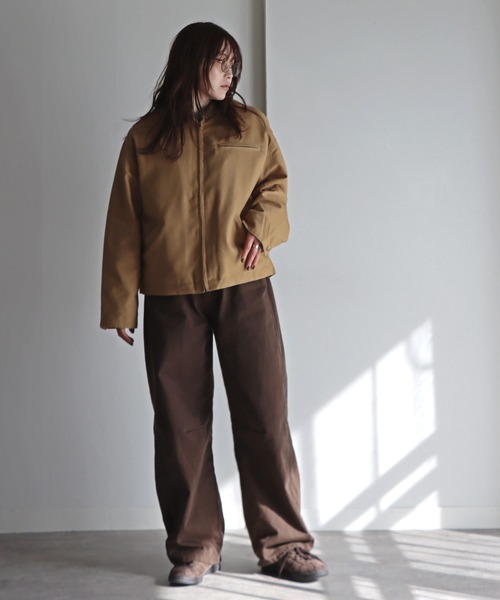 ブルゾン アウター 襟コーデュロイダックジャケット レディース メンズ