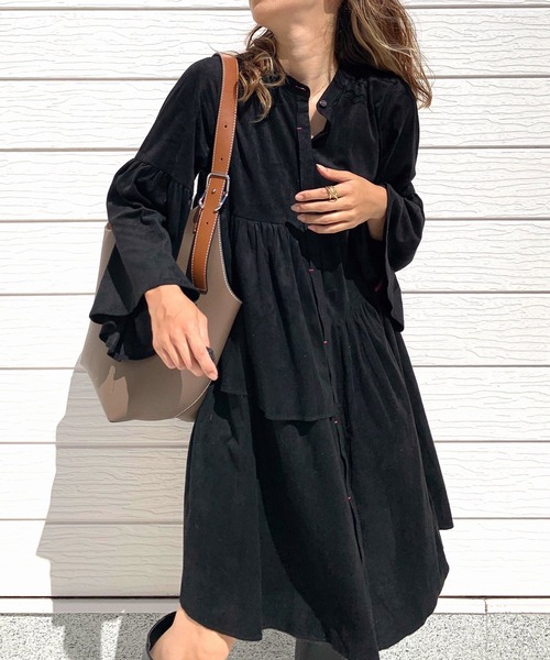 「Q」 長袖ワンピース MEDIUM ダークブラウン レディース_画像2