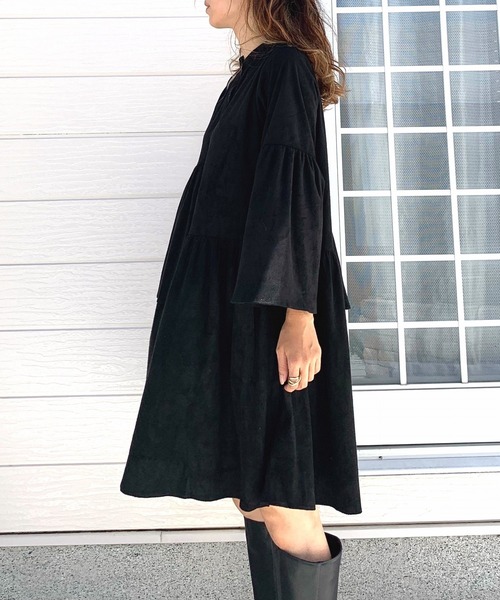 「Q」 長袖ワンピース MEDIUM ダークブラウン レディース_画像4