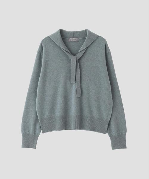 MARGARET HOWELL グレー Vネックニットセーター MARGARET HOWELL（マーガレットハウエル） ニット セーター FINE WOOL