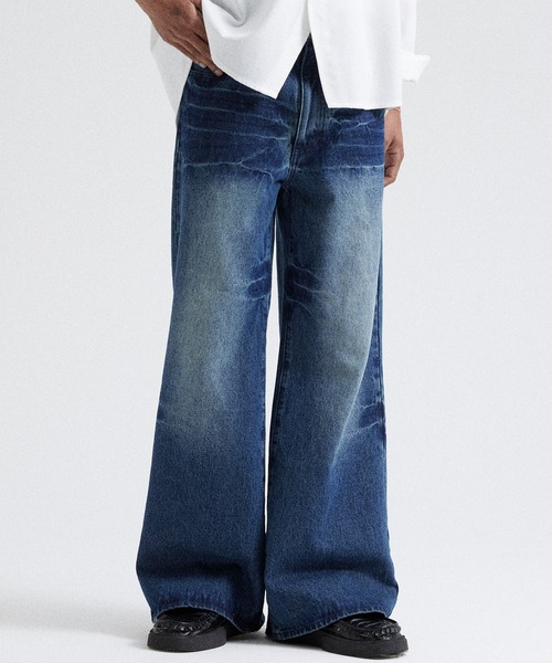 新品タグ付き　ato アトウ　ストレッチデニム　サルエルパンツ　46 ネイビー ATO（アトウ） ジーンズ STRETCH DENIM SARROUEL PANTS メンズ