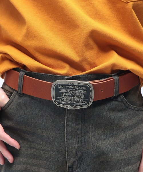 Levi's（リーバイス） ベルト ツーホースデザイン バックル レザー