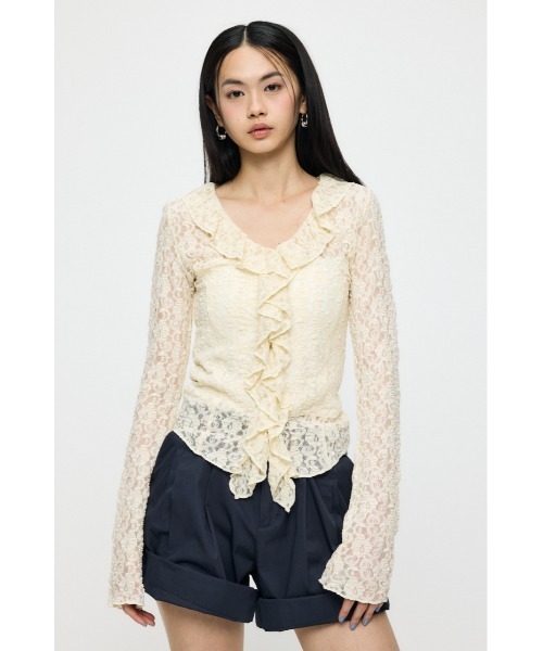 MOUSSY（マウジー） ブラウス シャツ 「26年SS新作」LACE RUFFLE