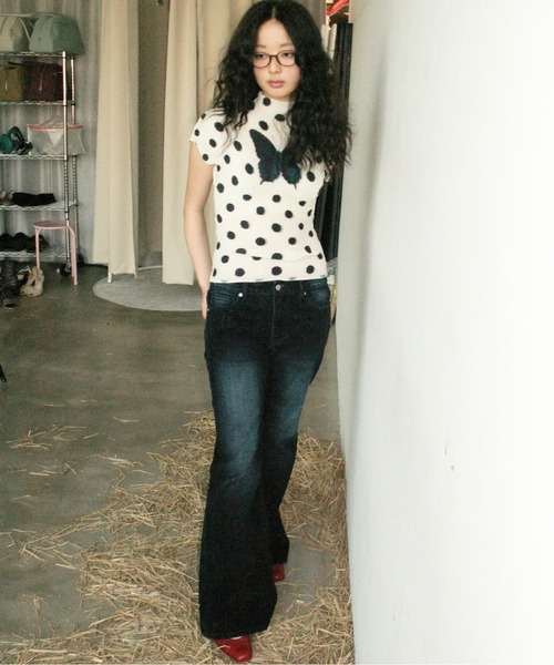 tシャツ pleated print tops  ”scattered rose” / プリーツプリントトップス レディースの画像