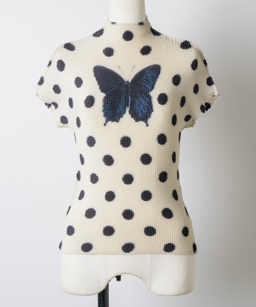 tシャツ pleated print tops  ”scattered rose” / プリーツプリントトップス レディースの画像
