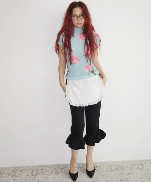 musubore（ムスボレ） tシャツ pleated print tops ”scattered rose
