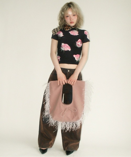 musubore pleatsed tops / プリーツプリントトップス pleatsed print sheer tops / プリーツプリントトップス（Tシャツ