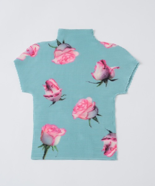 musubore pleatsed tops / プリーツプリントトップス musubore（ムスボレ） tシャツ pleated print tops ”scattered rose
