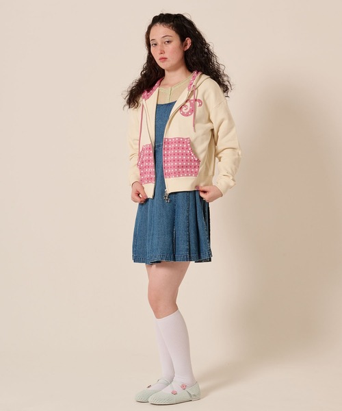 tina:jojun フロントジップ スタープリント パーカー ネイビー 新品 TINA：JOJUN（ティーナジョジュン） パーカー フロントジップ スター