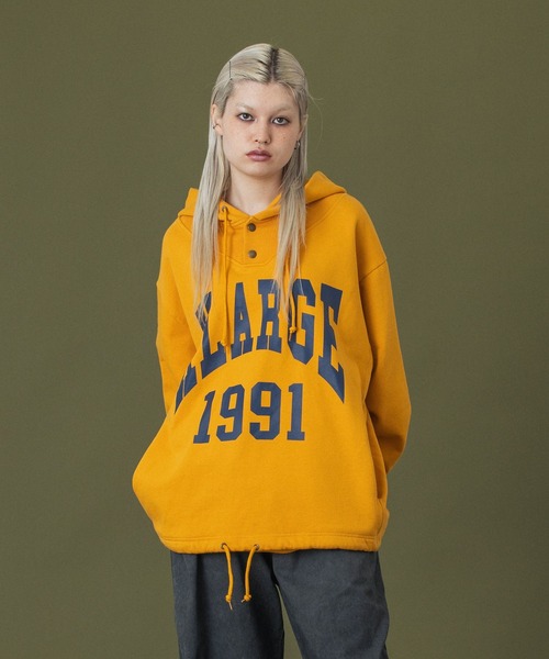 FR2×XLARGE コラボ フーディー プルオーバーパーカー L イエロー XLARGE（エクストラ ラージ） プルオーバーパーカー X-LARGE イエロー