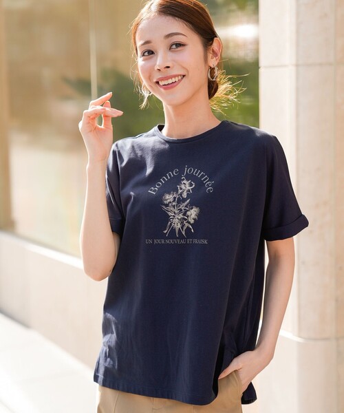 ANY SIS（エニィスィス） tシャツ 半袖 フラワープリント ロゴTシャツ