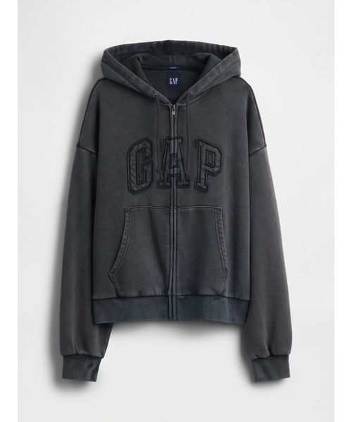 GAP ヴィンテージソフト　オーバーサイズ　クロップドジップパーカー　黒　XL GAP｜(U)ヴィンテージソフト オーバーサイズ クロップド ジップアップ