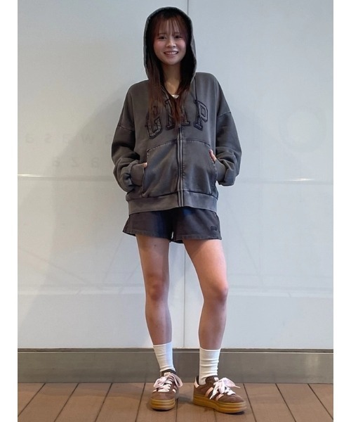 GAP ヴィンテージソフト　オーバーサイズ　クロップドジップパーカー　黒　XL GAP｜(U)ヴィンテージソフト オーバーサイズ クロップド ジップアップ
