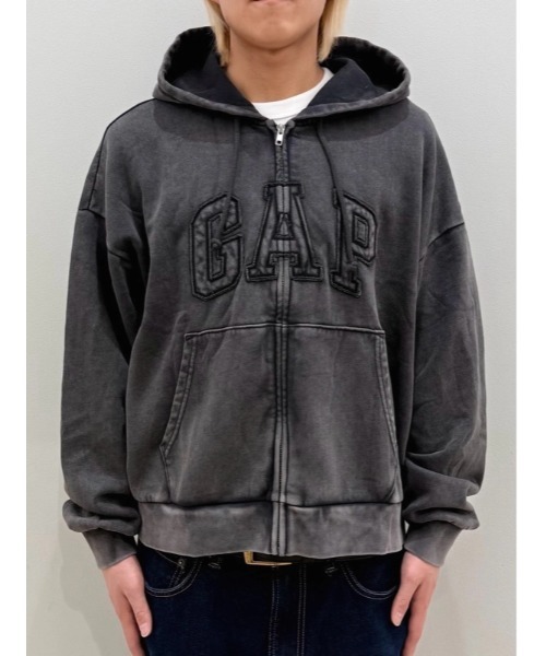 GAP ヴィンテージソフト　オーバーサイズ　クロップドジップパーカー　黒　XL GAP｜(U)ヴィンテージソフト オーバーサイズ クロップド ジップアップ
