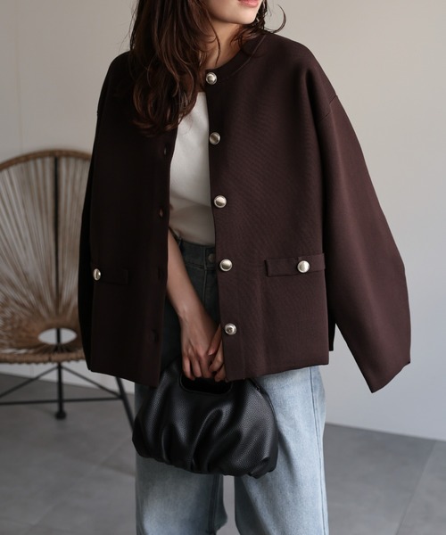 「ap retro」 ニットカーディガン FREE ブラック レディース_画像7