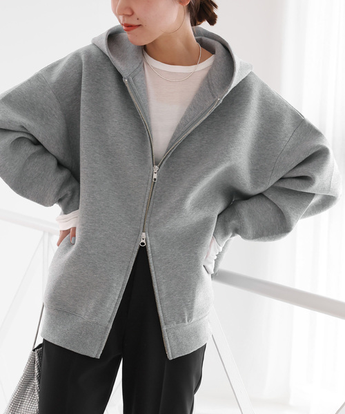 「JOURNAL STANDARD relume」 ジップアップパーカー FREE グレー レディースの画像