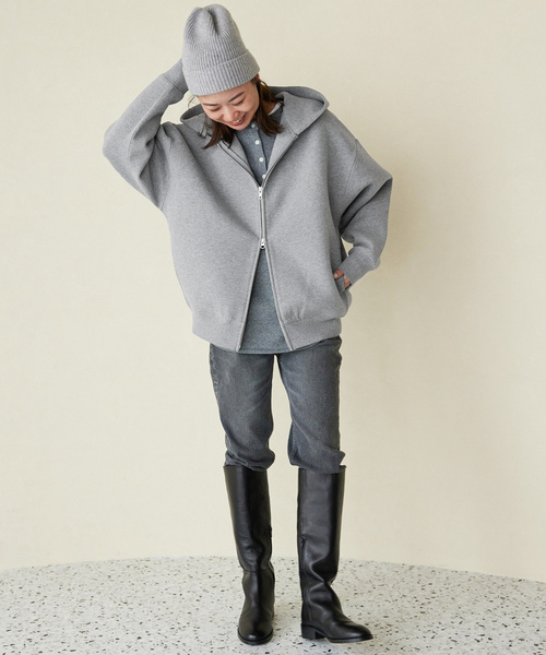「JOURNAL STANDARD relume」 ジップアップパーカー FREE グレー レディースの画像