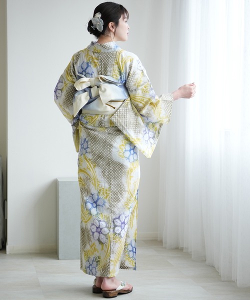 utatane 浴衣 有松絞り浴衣3点セット 陽だまりの花 レディース