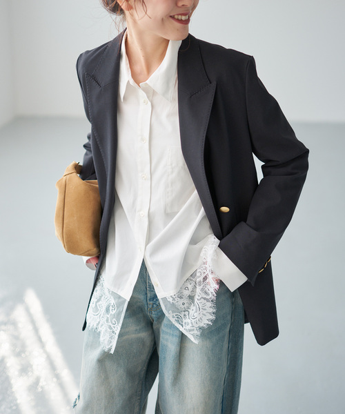 Spick and Span　レースタイプライターシャツ Spick & Span｜《新色有り / 追加》レースタイプライターシャツ