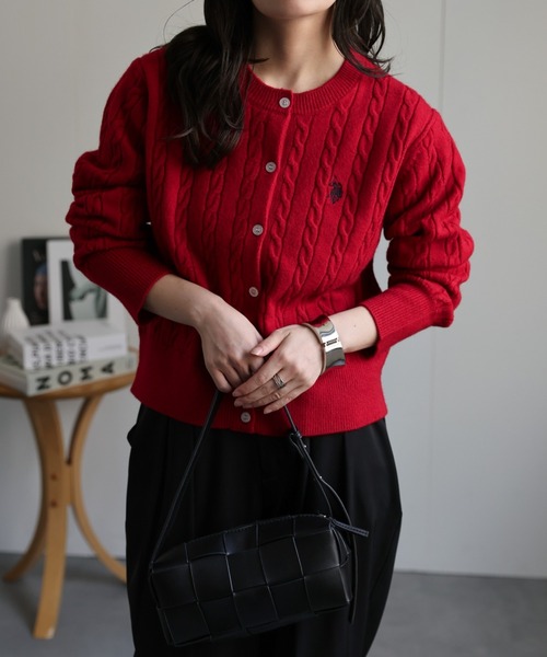 「U.S. POLO ASSN.」 カーディガン M グレイッシュベージュ レディース_画像5