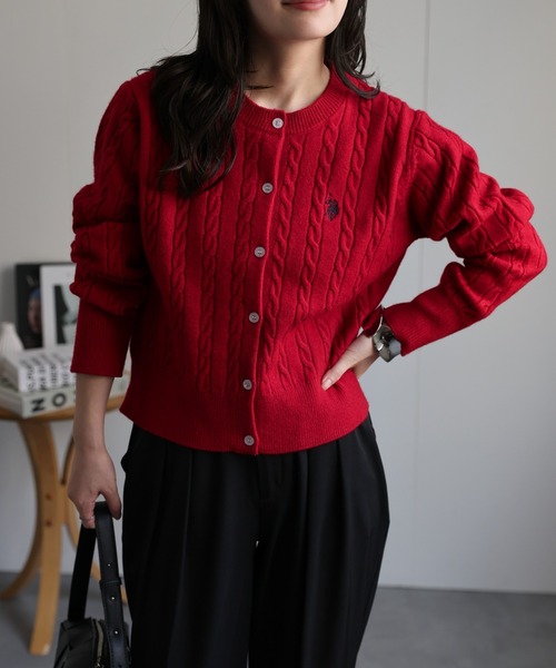 「U.S. POLO ASSN.」 カーディガン M グレイッシュベージュ レディース_画像6