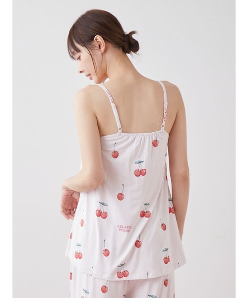 【新品】ジェラートピケ　接触冷感チェリー柄カップインキャミソール&ロングパンツ gelato pique（ジェラートピケ） パジャマ ルームウェア 「接触冷感