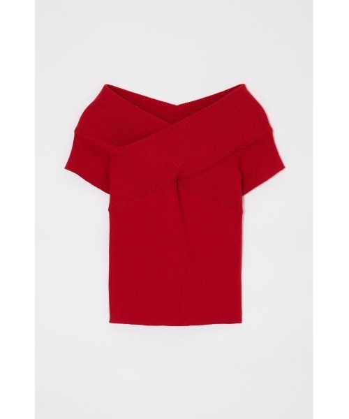 ニット セーター CROSS OFF SHOULDER トップス レディースの画像