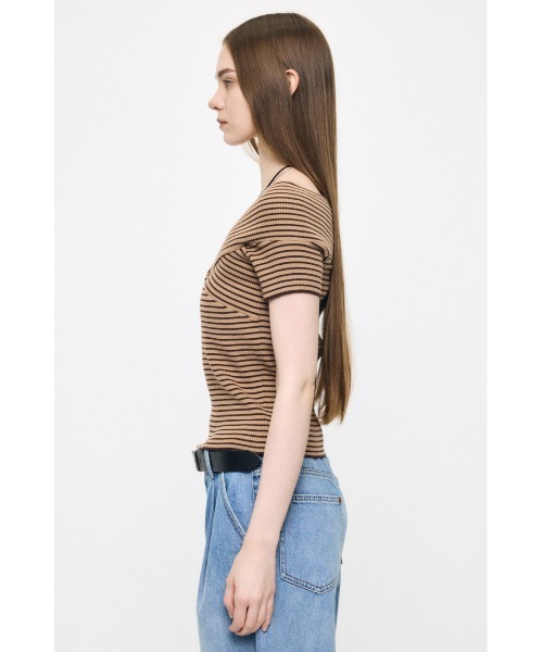 ニット セーター CROSS OFF SHOULDER トップス レディースの画像
