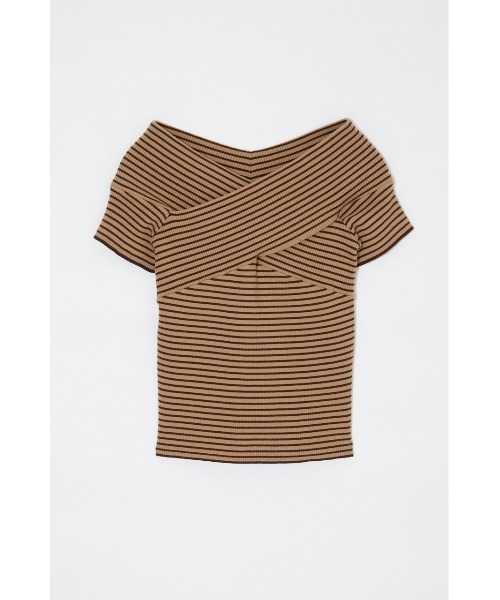 ニット セーター CROSS OFF SHOULDER トップス レディースの画像
