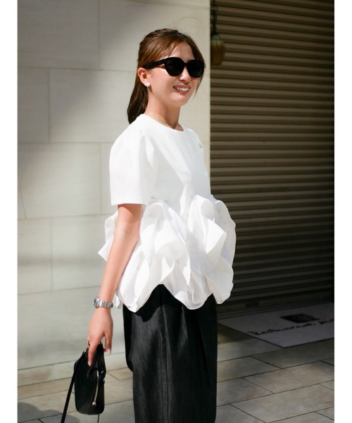 BeBeoD（ベベッド） tシャツ 半袖 ボリュームフリルデザイントップス 