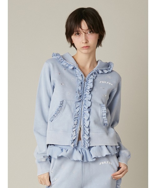 「FURFUR」 ジップアップパーカー F ブルー レディース_画像3