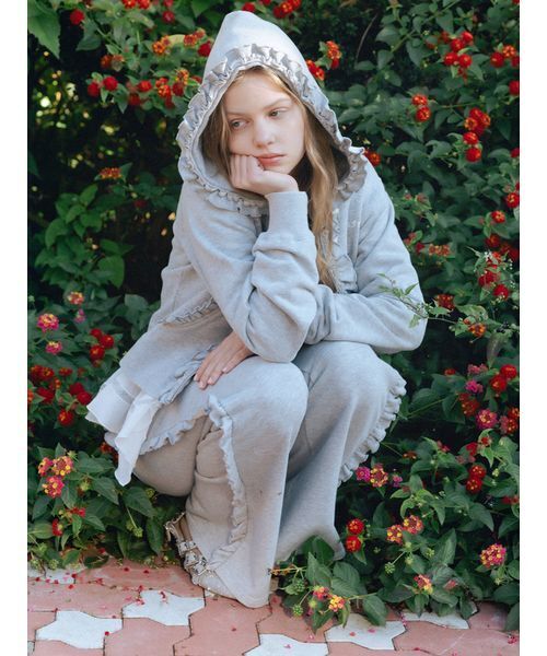 「FURFUR」 ジップアップパーカー F ブルー レディース_画像5