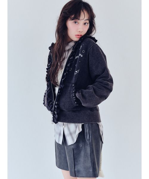 「FURFUR」 ジップアップパーカー F ブルー レディース_画像7