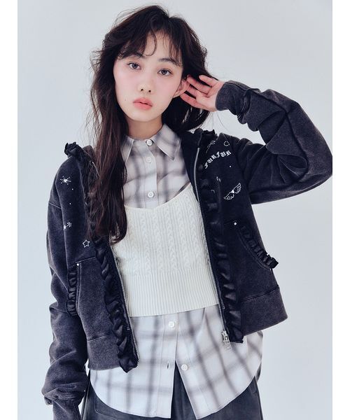 「FURFUR」 ジップアップパーカー F ブルー レディース_画像8