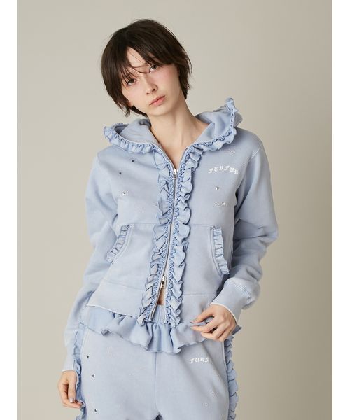 「FURFUR」 ジップアップパーカー F ブルー レディース_画像10