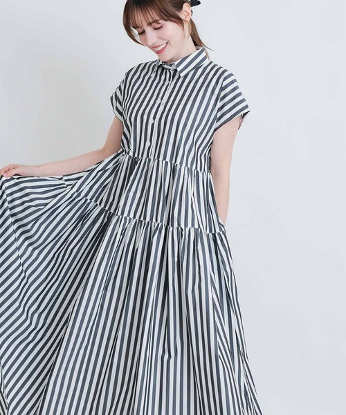 PICCIN（ピッチン） シャツワンピース ストライプティアードショート
