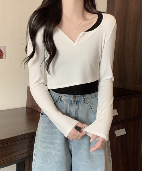 「shopnikoniko」 長袖カットソー フリー ブラック レディース_画像8