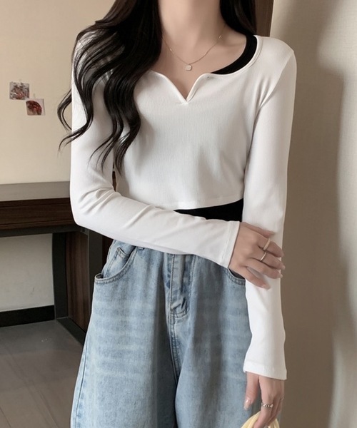 「shopnikoniko」 長袖カットソー フリー ブラック レディース_画像9