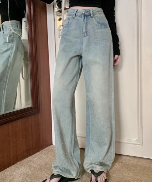 「LADY LIKE」 デニムパンツ L サックスブルー レディース_画像3