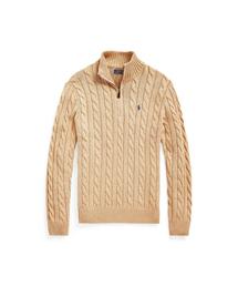 ラルフローレン ケーブルニット ウール　ジップ　セーター　キャメル　Mサイズ POLO RALPH LAUREN セーター ニット ケーブルニット コットン
