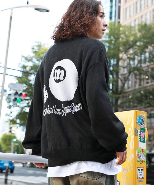 セーター ニット オーバーサイズビリヤードロゴジャガードクルーニット