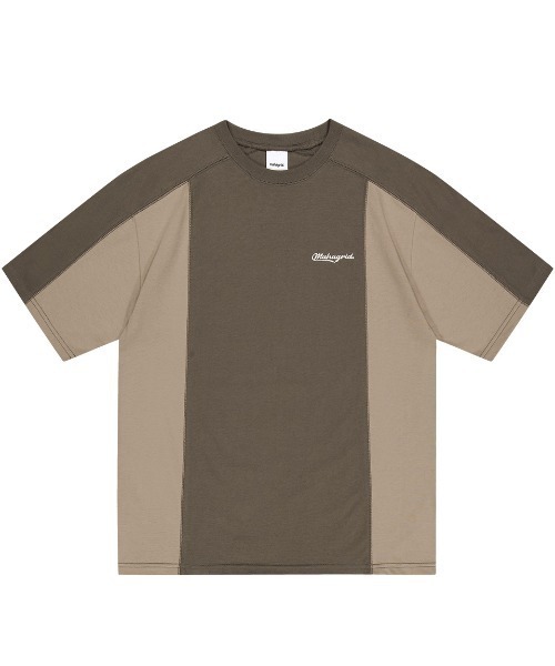 tシャツ 「mahagrid/マハグリッド」BLOCK SECTION TEE/切り替え 半袖 カットソー レディース メンズ