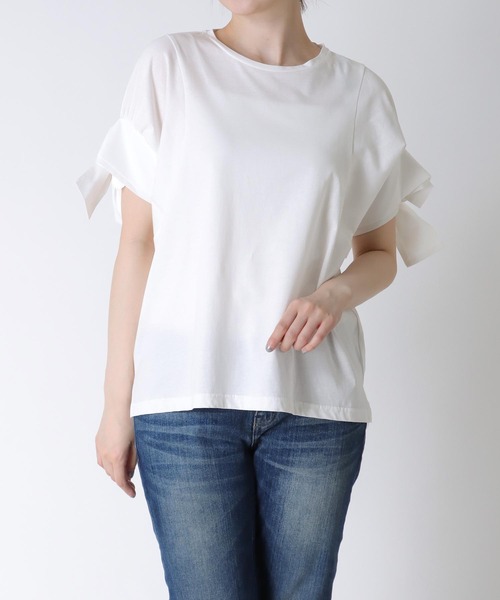 tシャツ リボンデザインプルオーバーカットソー レディース