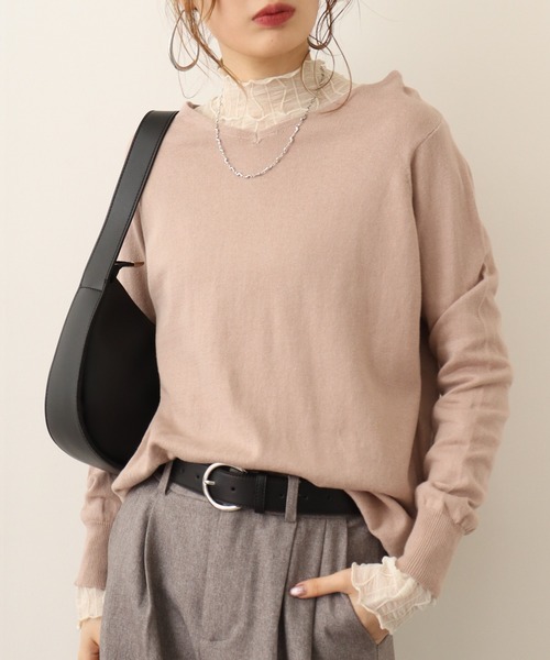 atONE ニット セーター Vネックワイドリブ綿ニット レディース
