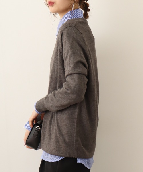 ニット セーター atONE Ｖネックワイドリブ綿ニット レディース atONE ニット セーター Vネックワイドリブ綿ニット レディース