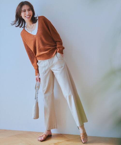 23区 ニット セーター 「CLASSY.6月号掲載/洗える」ピュアリネン