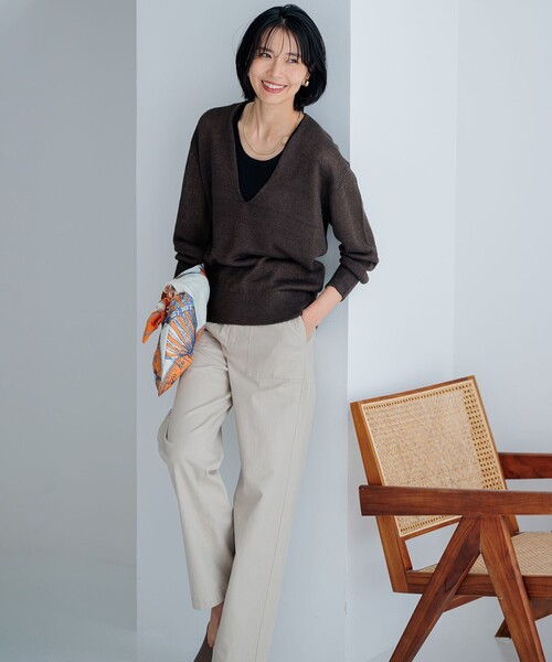 ニット セーター 「CLASSY.6月号掲載/洗える」ピュアリネンバルキー Vネックニット レディース CLASSY.6月号掲載/洗える】ピュアリネンバルキー Vネックニット