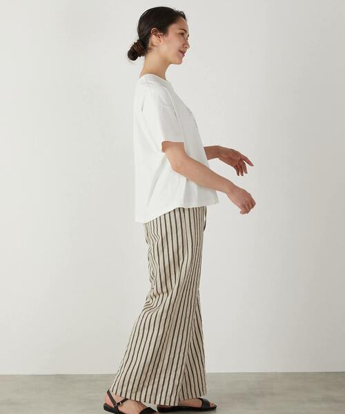 MELROSE claire パンツ 「着こなしのポイントにリネンストライプ  